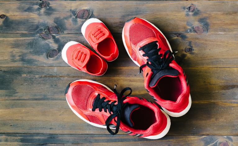 two pairs of running shoes for return to run post partum